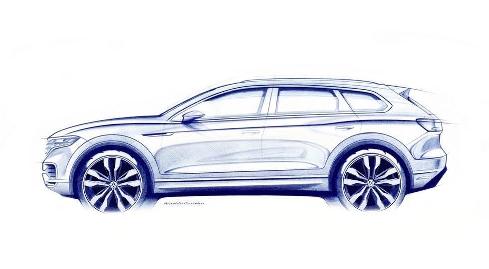 Перший офіційний малюнок новітнього Volkswagen Touareg